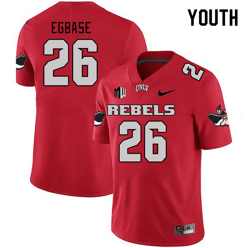Youth #26 Ose Egbase UNLV Rebels 2023 College Football Jerseys Stitched-Scarlet - Click Image to Close